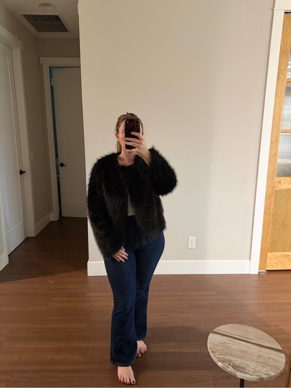 Black Faux Fur Women's Jacket - Classic Short Coat